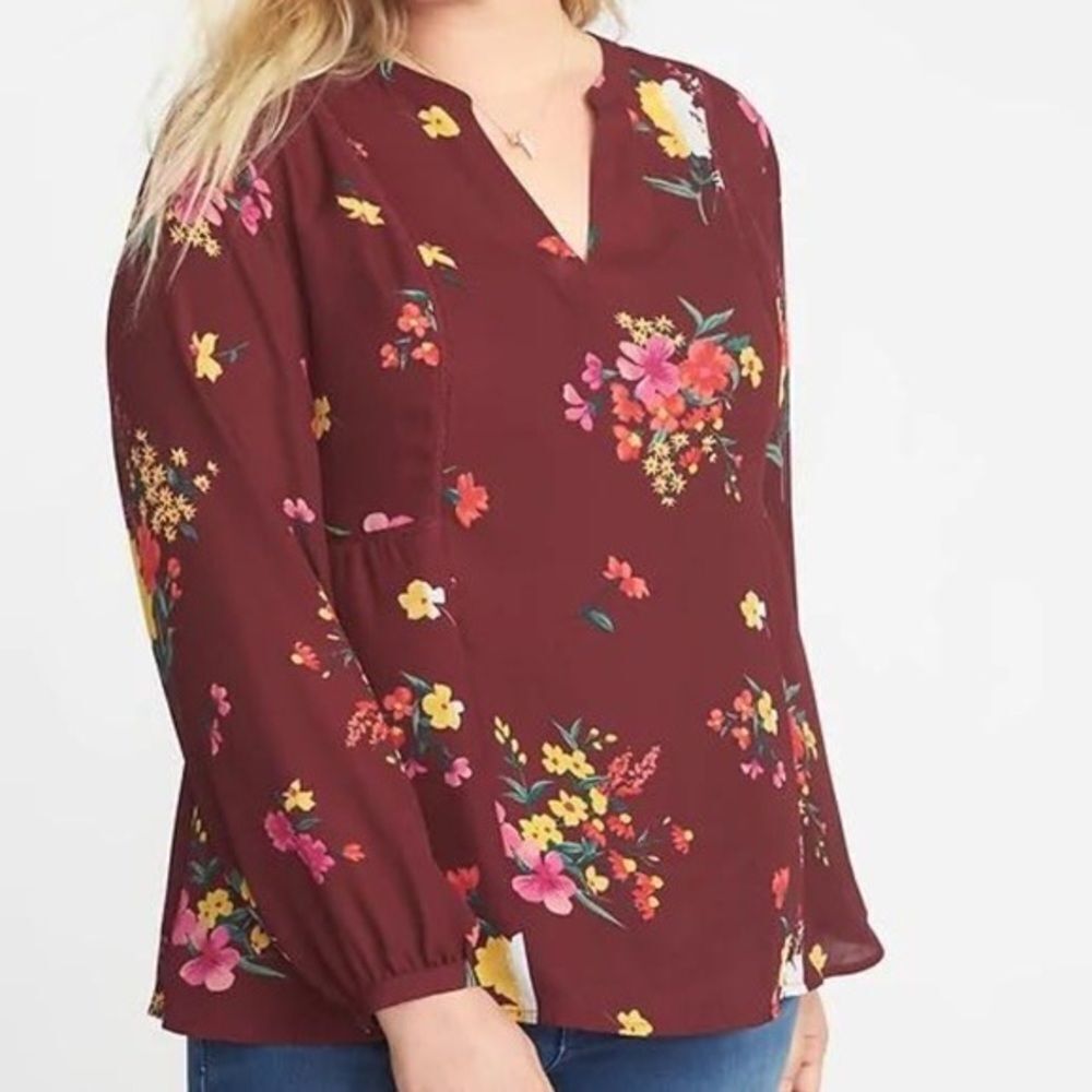 Old Navy Women's Floral-Print Georgette Swing Top Size M New